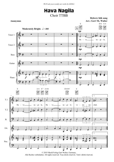 Hava Nagila (arr. Gert Th. Walter)