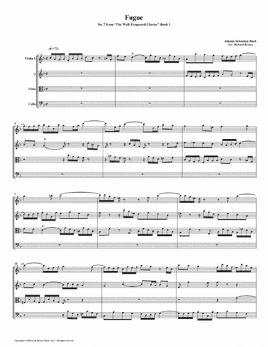 Fugue 07 from Well-Tempered Clavier, Book 1 (String Quartet) (arr. Richard Byrnes)