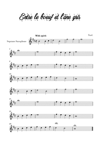Entre le bœuf et l'âne gris (for Soprano Saxophone) (arr. Cadenza Editions)