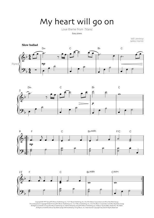 My Heart Will Go On (love Theme From 'titanic') (arr. Robin Hood Editions)