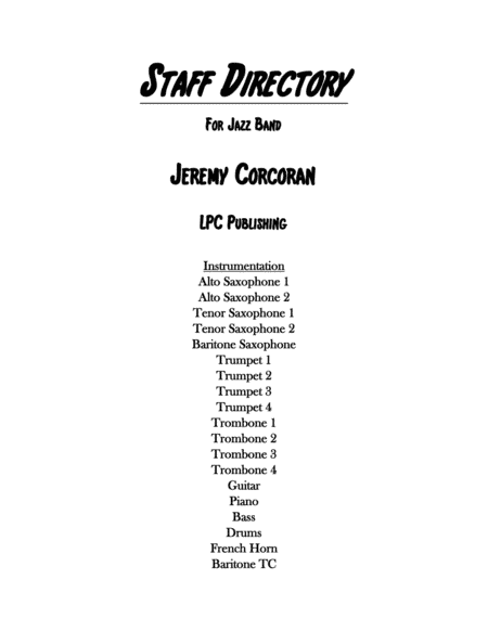 Staff Directory for Jazz Band