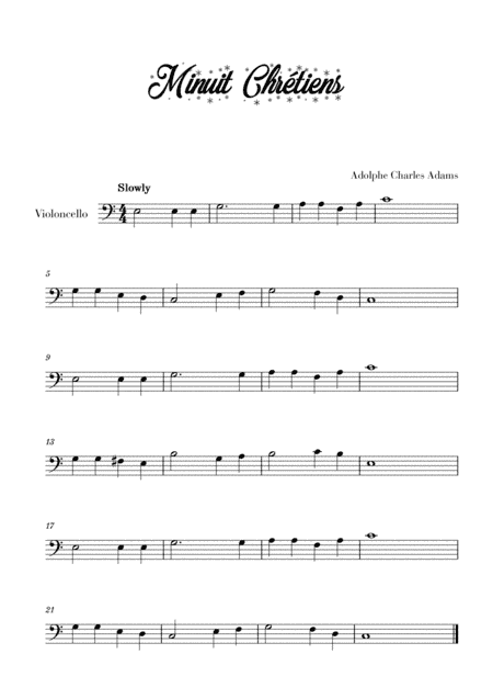 Minuit, Chrétiens (for Cello) (arr. Cadenza Editions)