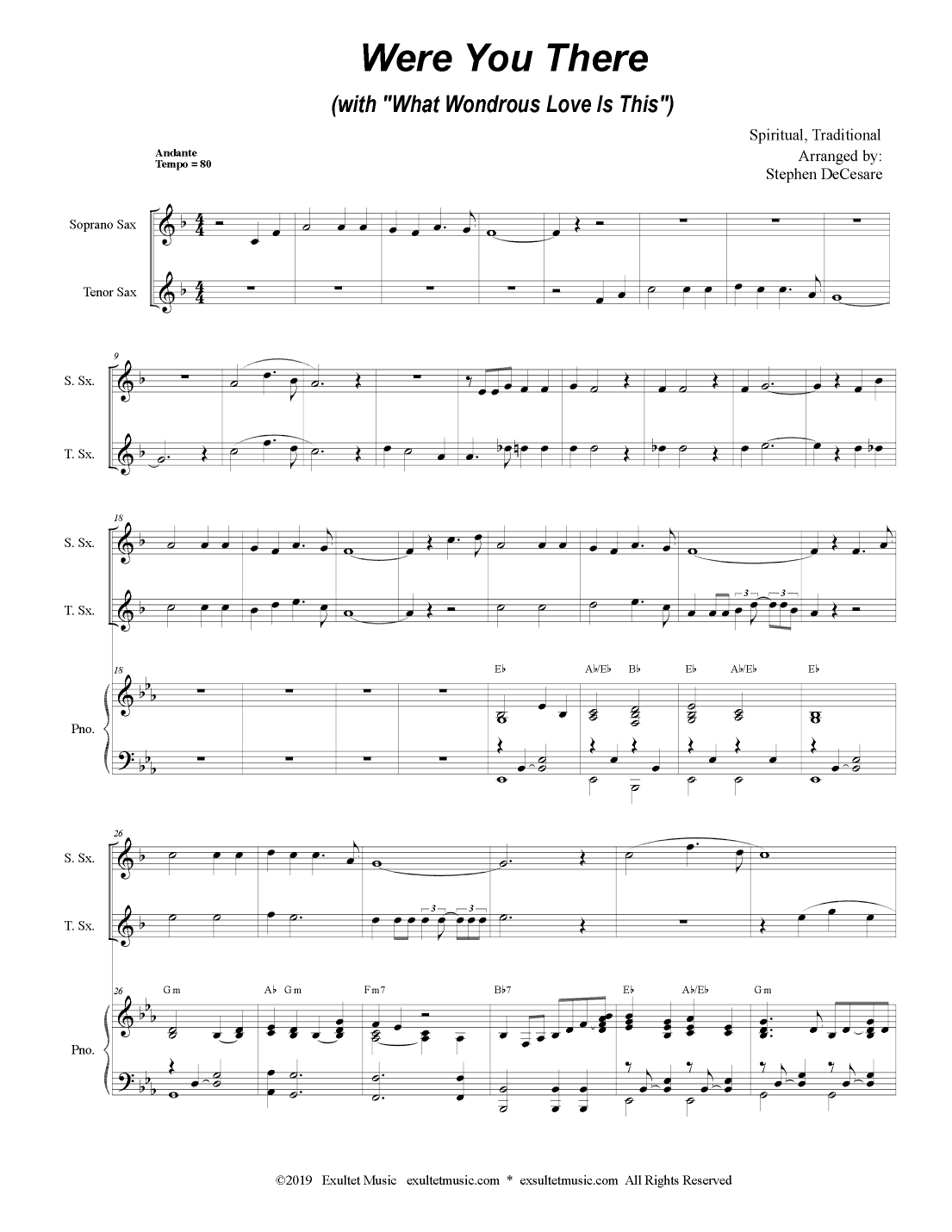 Were You There (with "What Wondrous Love Is This") (Duet for Soprano & Tenor Saxophone) (arr. Stephen DeCesare)