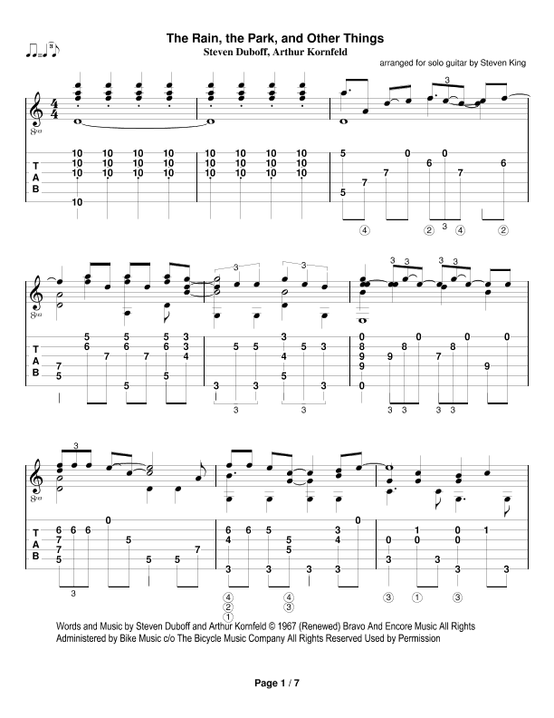 Rain The Park And Other Things (arr. Steven King)