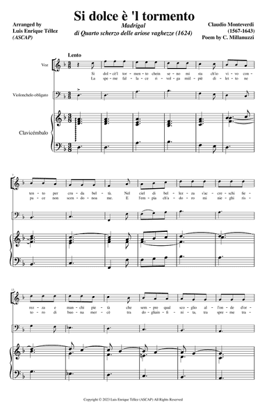 Si dolce e 'l tormento (arr. Luis Enrique Téllez)