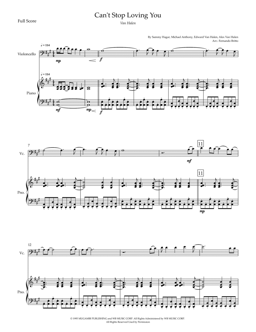 Can't Stop Loving You (arr. Fernando Britto)
