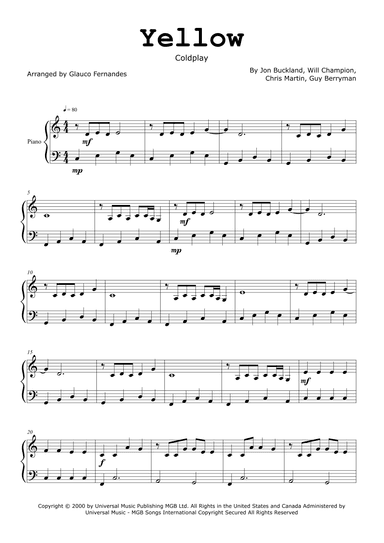 Yellow (arr. Glauco Fernandes)