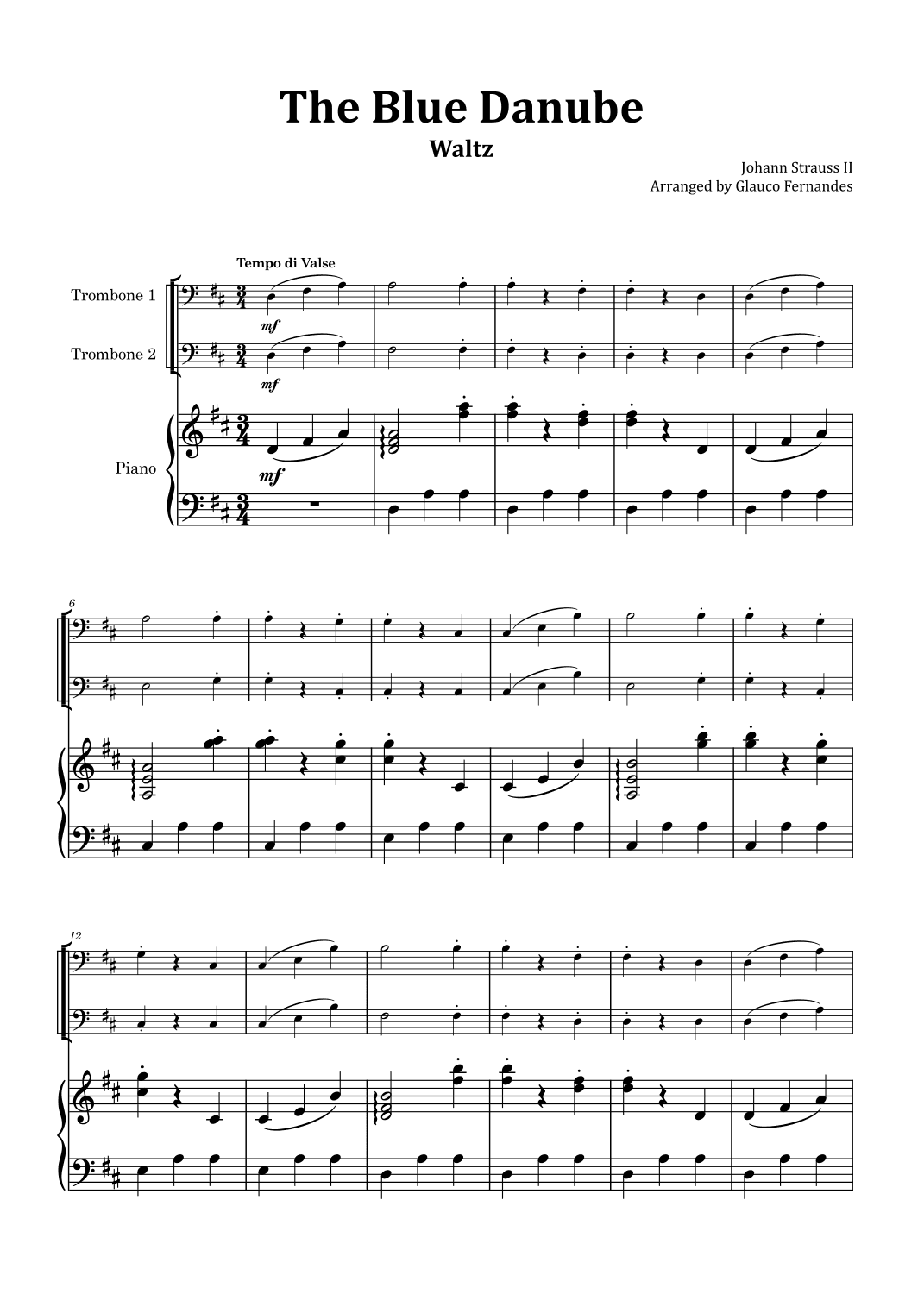The Blue Danube - Trombone Duet with Piano (arr. Glauco Fernandes)