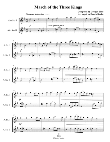 March of the Three Kings - Alto Saxophone Duet - Intermediate (arr. Dennis Ruello)