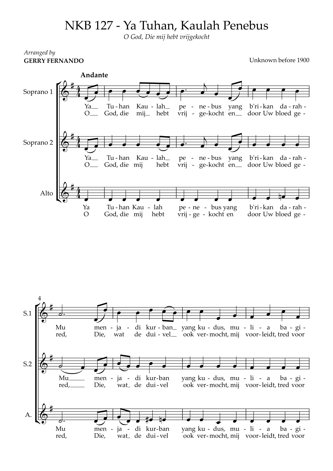 O God, Die mij hebt vrijgekocht (arr. Gerry Fernando)