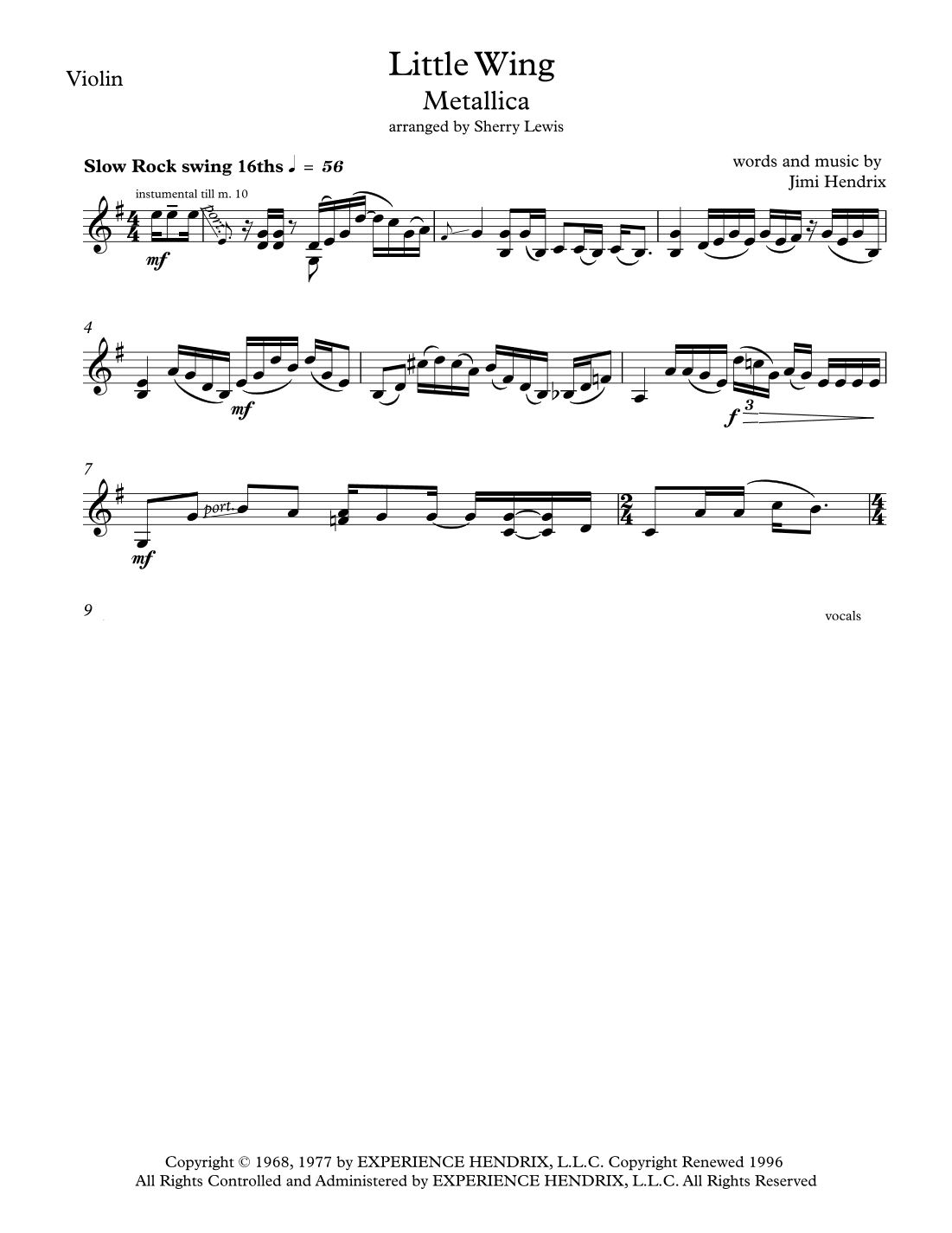 Little Wing (arr. Sherry Lewis)