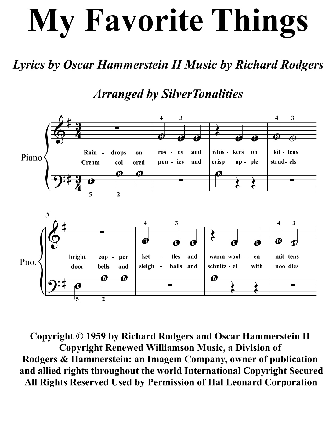 My Favorite Things (arr. SilverTonalities)