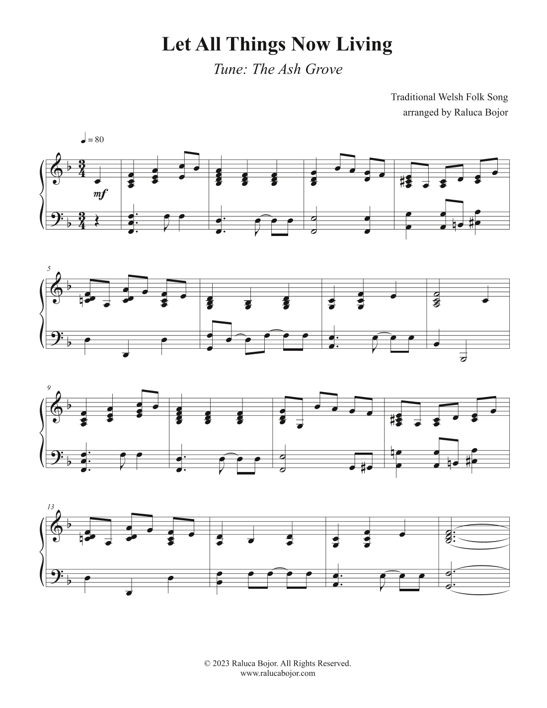 Let All Things Now Living (Ash Grove) (arr. Raluca Bojor)