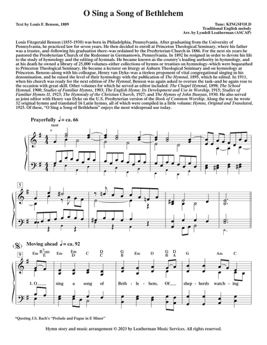 O Sing a Song of Bethlehem (arr. Lyndell Leatherman)