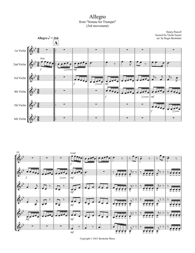 Allegro (from "Sonata for Trumpet") (Bb) (Violin Sextet) (arr. Regis Bookshar)