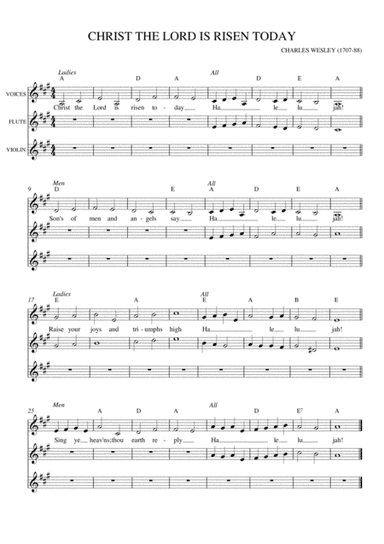 Christ the Lord is Risen Today - voice/guitar/flute/violin (arr. Christy Kalfas)