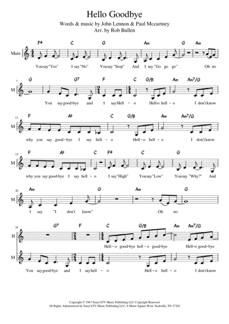 Hello, Goodbye (arr. Rob Bullen)