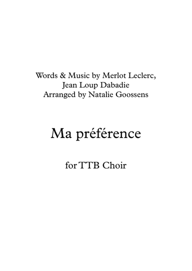 Ma Preference (arr. Natalie Goossens)
