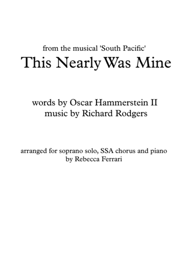 This Nearly Was Mine from South Pacific (arr. Rebecca Ferrari)