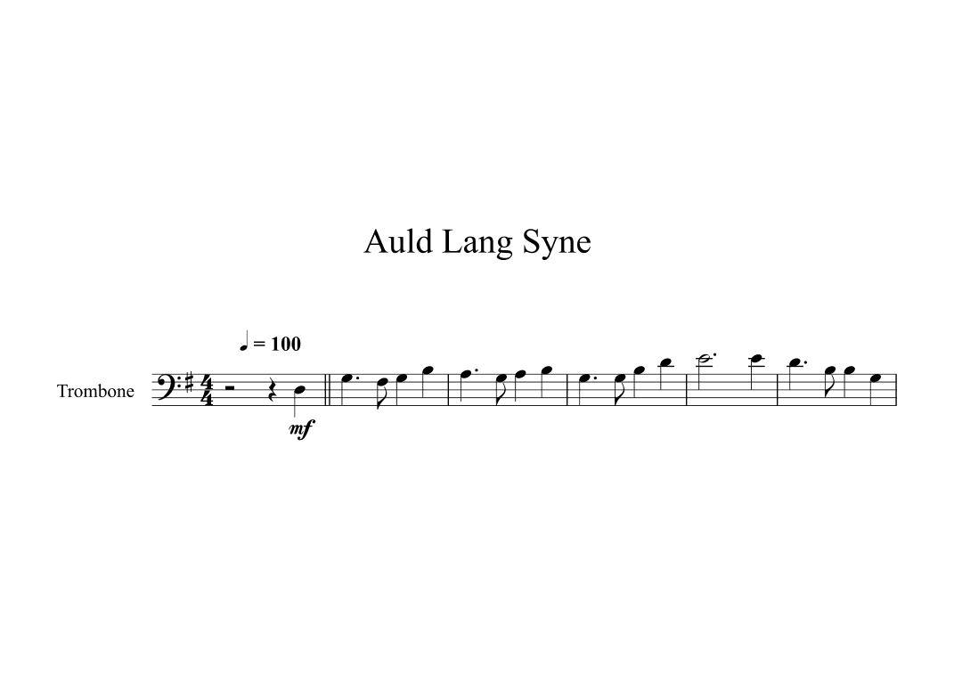 Auld Lang Syne (Trombone) (arr. Digital Book Music)