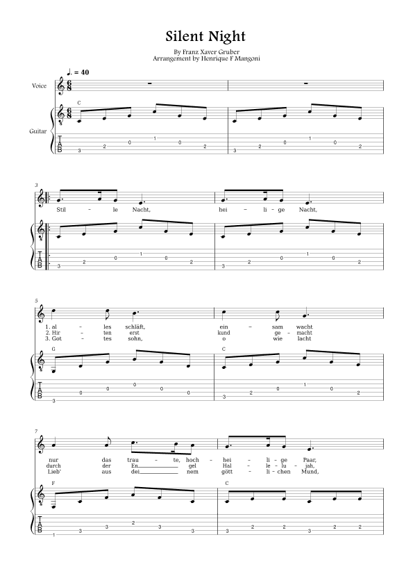 Stille Nacht (german lyrics) (arr. Henrique F Mangoni)