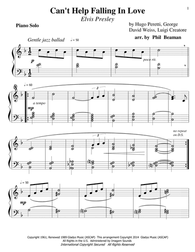 Can't Help Falling In Love (arr. Phil Beaman)