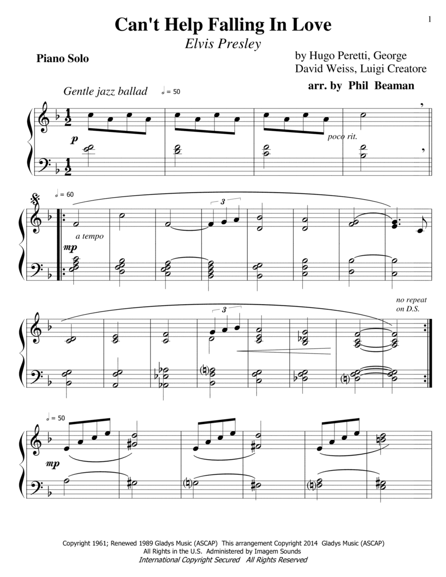 Can't Help Falling In Love (arr. Phil Beaman)