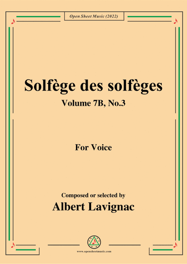 Lavignac-Solfege des solfeges,Volume 7B No.3,for Voice (arr. Open Cloud)