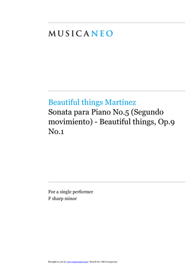 Sonata para Piano No.5 (Segundo Movimiento)-Beautiful things Op.9 No.1