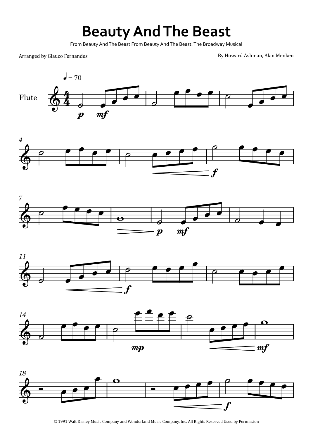 Beauty And The Beast (arr. Glauco Fernandes)