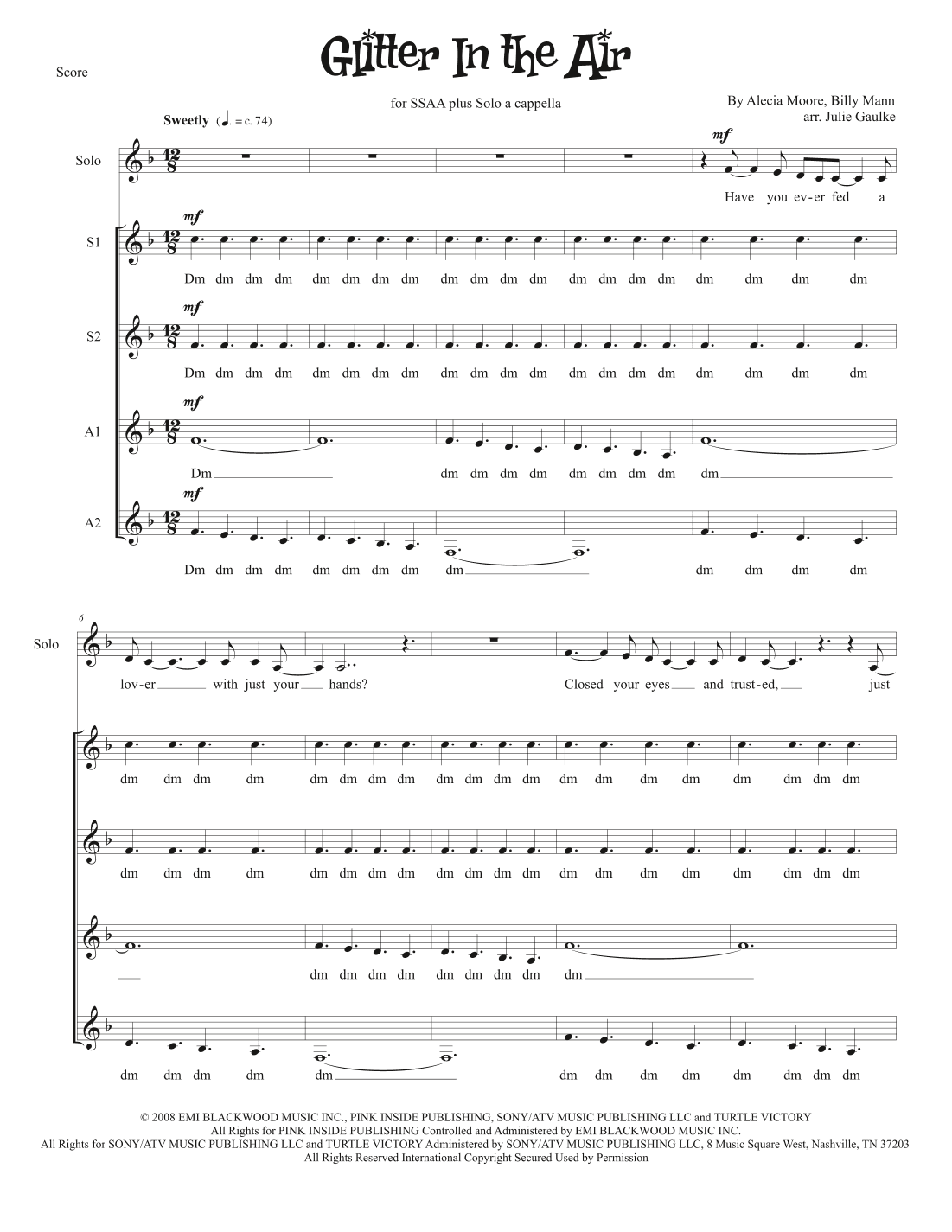 Glitter In The Air (arr. Julie Gaulke)