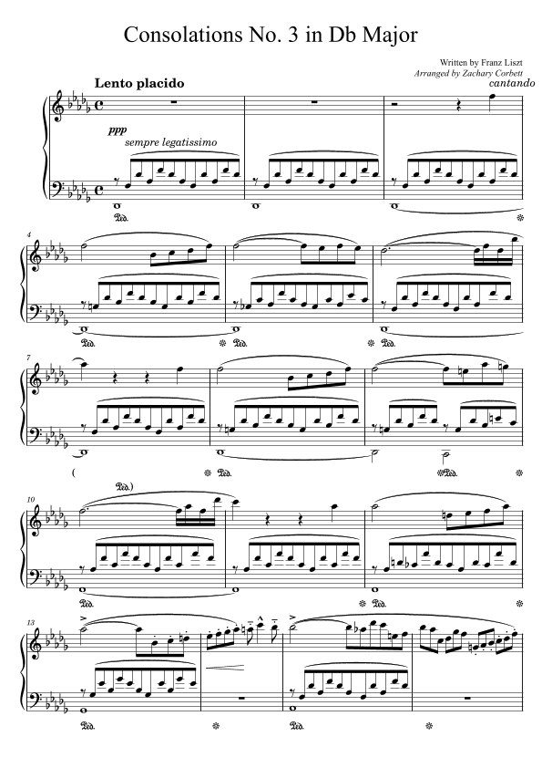 Consolation No. 3 in Db Major (arr. Zachary Corbett)