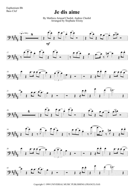 Je Dis Aime (arr. Stephane ELSINY)