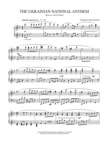 Ukrainian National Anthem - Solo Piano Arrangement (Shche ne vmerla Ukrainy) (arr. Spobs Music Inc)