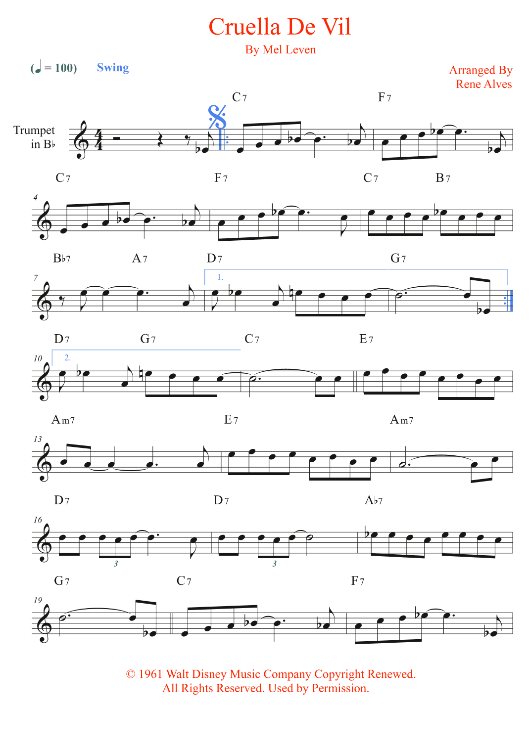 Cruella De Vil (arr. Rene Alves)