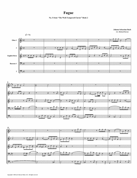 Fugue 05 from Well-Tempered Clavier, Book 2 (Double Reed Quintet) (arr. Richard Byrnes)