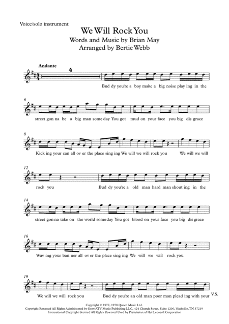 We Will Rock You (arr. Bertie Webb)