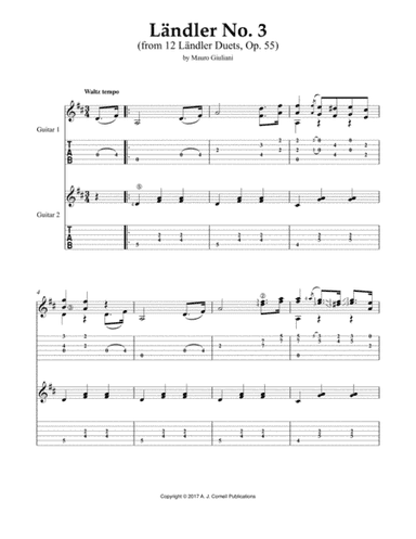 Ländler No. 3 (from 12 Ländler Duets, Op. 55) (arr. A. J. Cornell Publications)