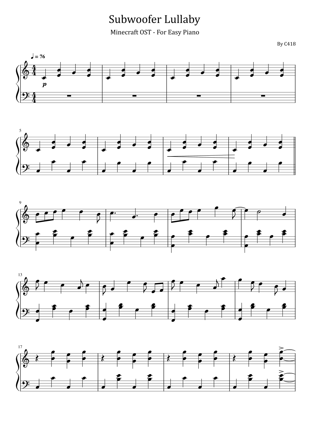 Subwoofer Lullaby (arr. poon)