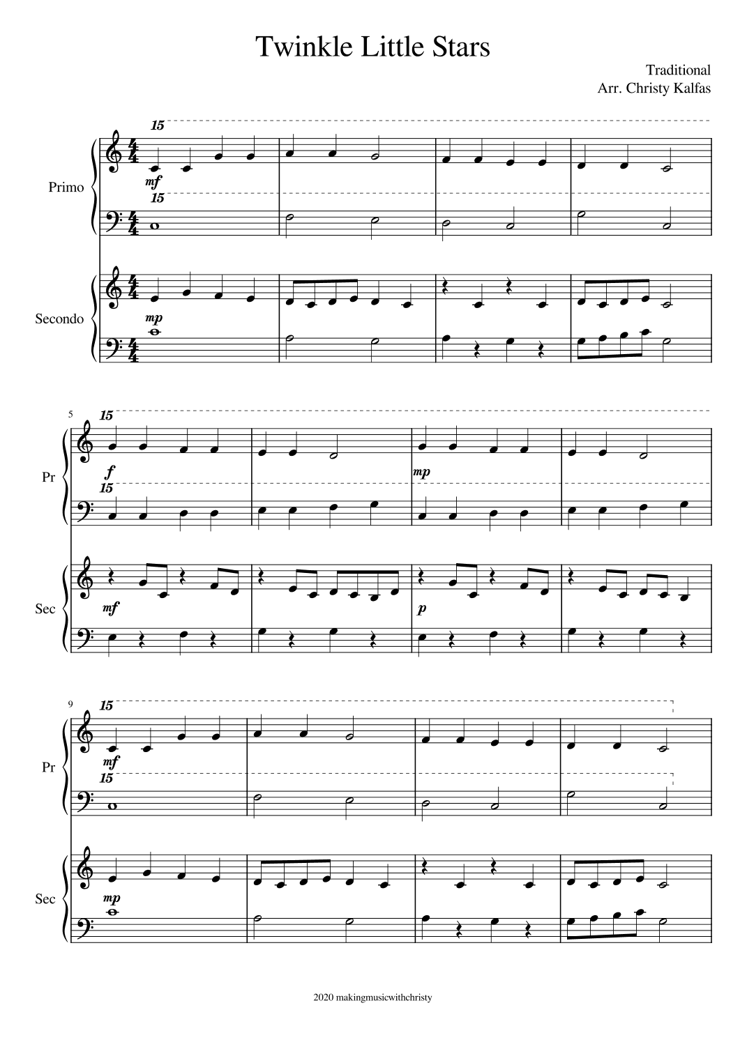 Twinkle Little Stars (arr. Christy Kalfas)