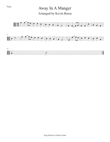 Away In A Manger (Easy key of C) Viola (arr. Kevin Busse)