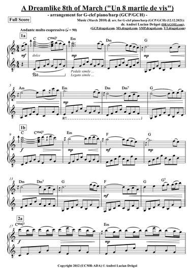 A Dreamlike 8th of March ("Un 8 martie de vis") -  - arr. for G-clef piano/harp (GCP/GCH) (from my P