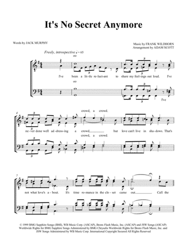 It's No Secret Anymore (arr. Adam Scott)