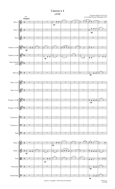 Canzon a 4 by Giovanni Gabrieli  for full community orchestra (arr. Vincent M. Bonafede)