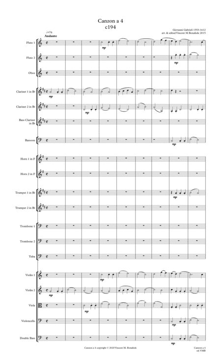 Canzon a 4 by Giovanni Gabrieli  for full community orchestra (arr. Vincent M. Bonafede)