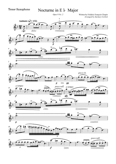 Nocturne Op 9 No 2 in Eb Major (arr. Zachary Corbett)