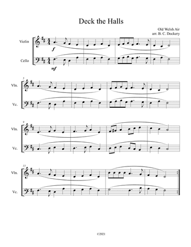 Deck the Halls (Violin and Cello Duet) (arr. B. C. Dockery)