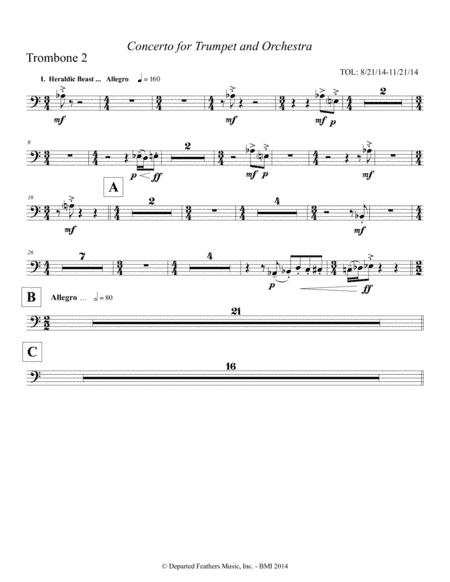 Concerto for Trumpet and Orchestra (2011) Trombone part 2