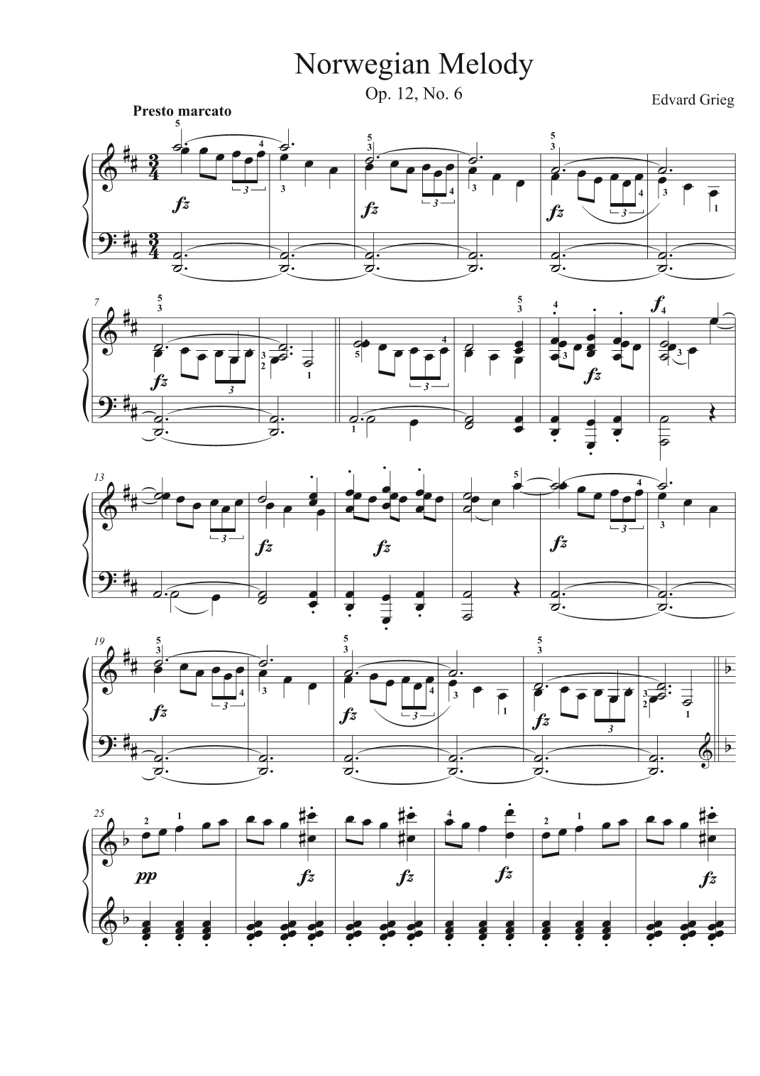 Norwegian Melody - Op. 12, No. 6 - Edvard Grieg (arr. Avgusta Udartseva)