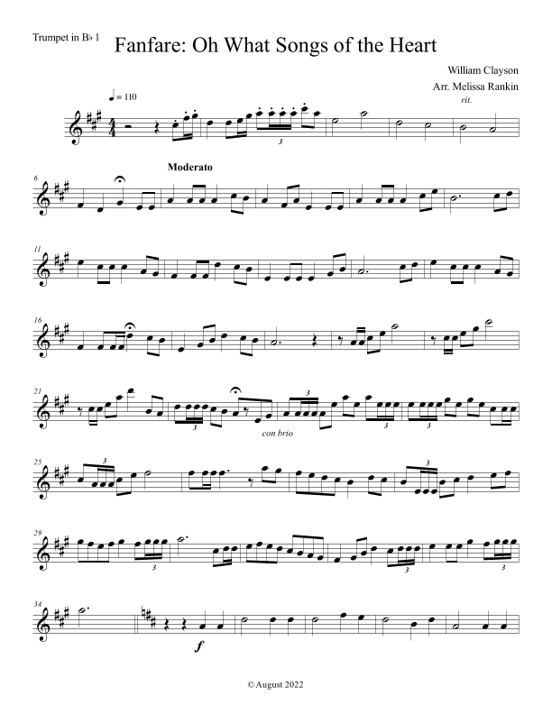 Oh What Songs of the Heart : Trumpet Fanfare (arr. Melissa Rankin)